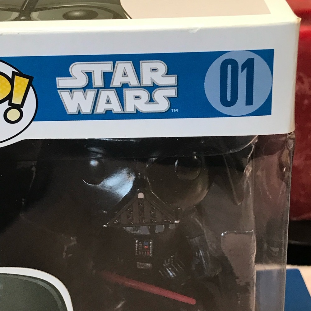 Funko Pop Star Wars Darth Vader #01 Vinyl Bobblehead Large Letter Font Blue Box - Picture 3 of 11